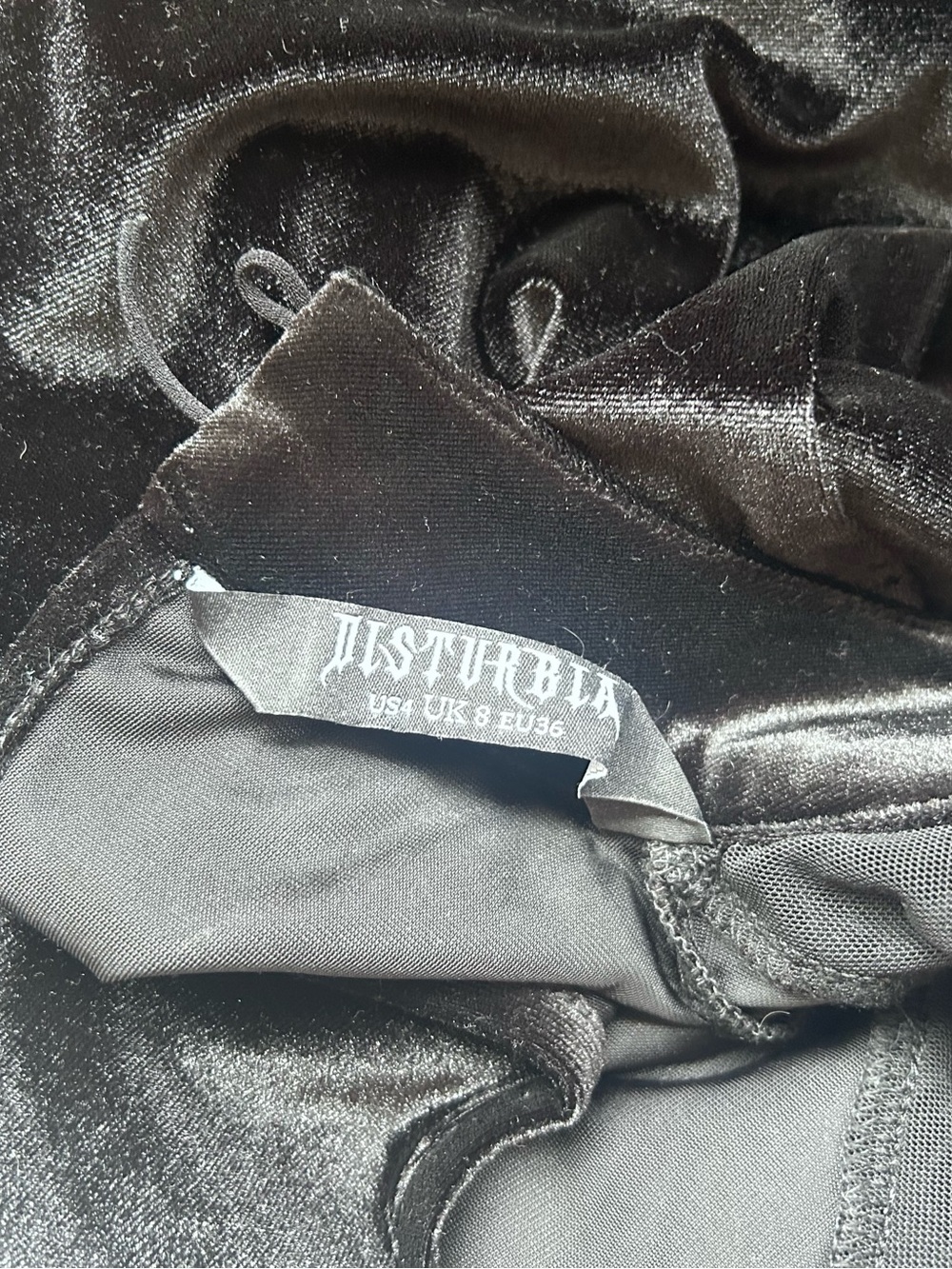 Disturbia Cameo Floral Flocked Mesh Velour High Neck Top - Picture 5 of 6
